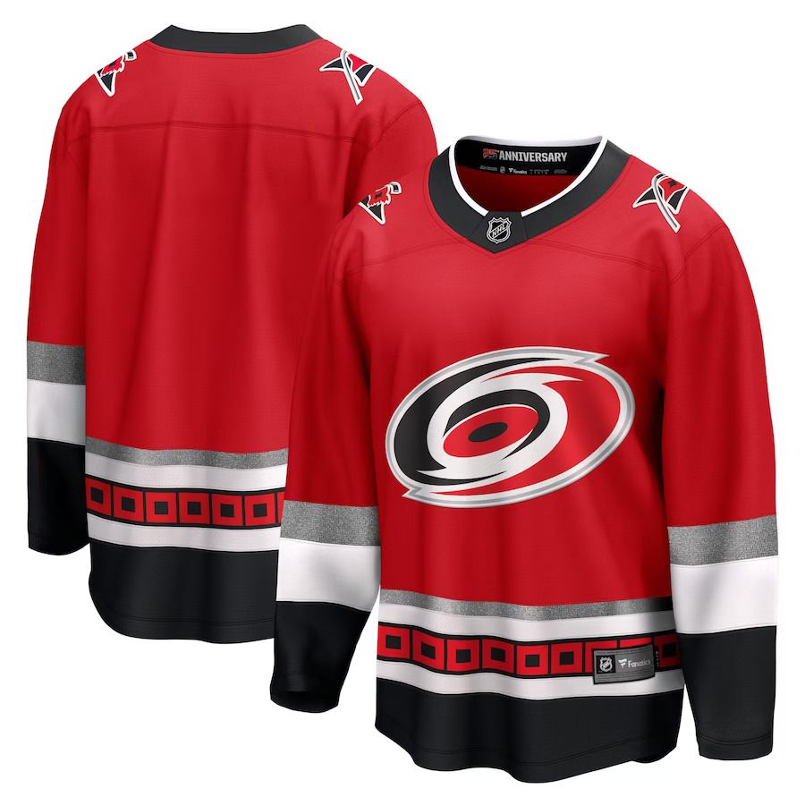 Men Carolina Hurricanes Fanatics Branded Red 25th Anniversary Premier Breakaway Blank NHL Jersey->customized nhl jersey->Custom Jersey